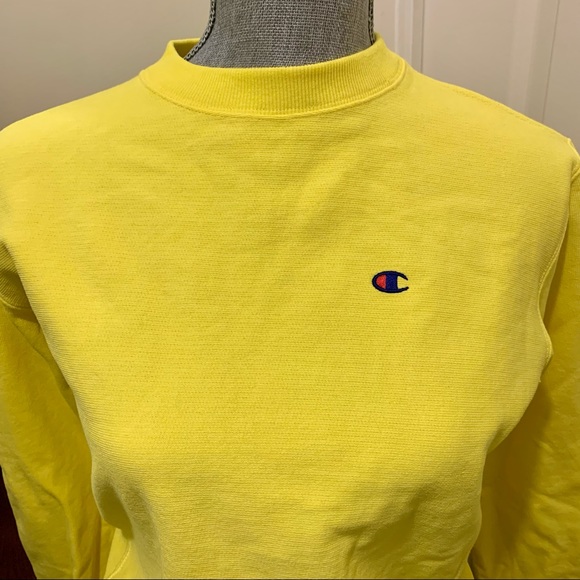 Champion Reverse Weave BRIGHT YELLOW 💛Crew Neck Sweater [winter ready, heavy] - Picture 2 of 5